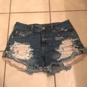 American Eagle Blue Jean Distressed Shorts